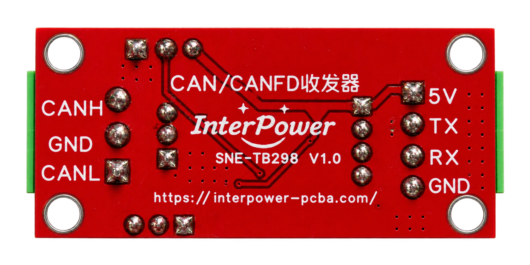 Rear PCB view without removable terminal plugs